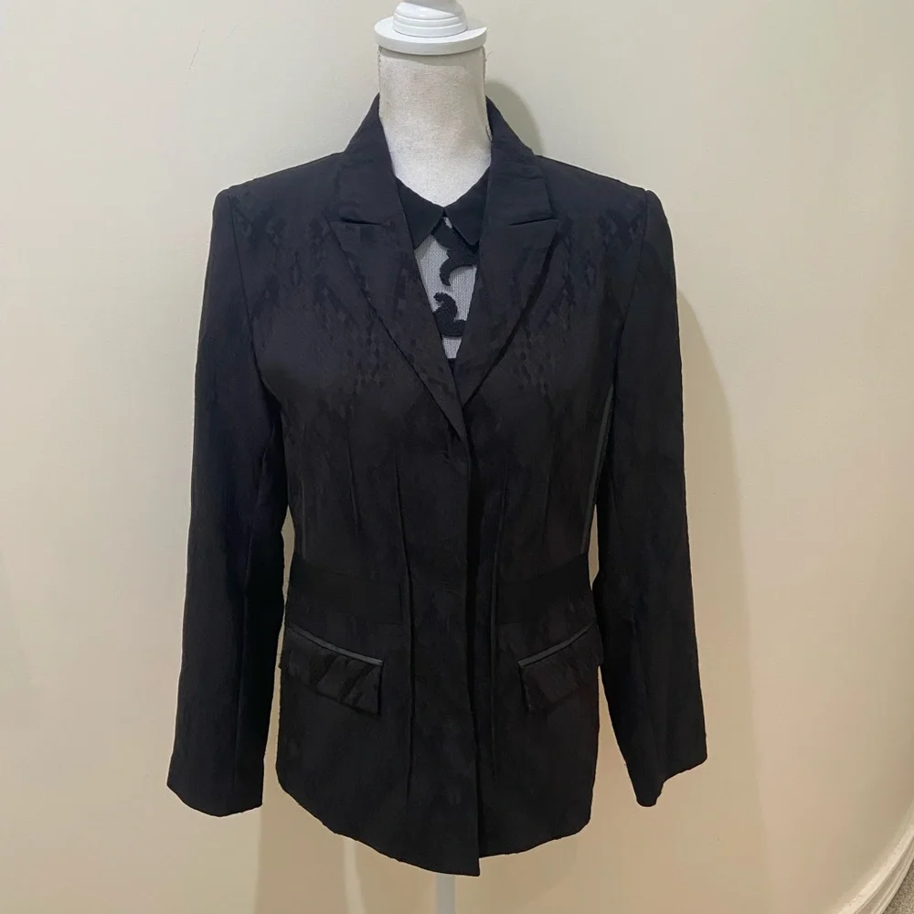 NWT designer Karen Harman black lace back exposed zipper blouse size medium - Picture 15 of 15